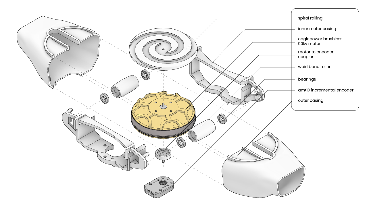 Exploded Axonometric Mechanism Drawing of Inhale